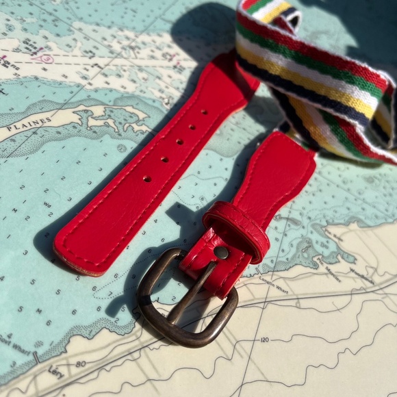 Vintage 80s Multi-Coloured Striped Belt - Picture 1 of 4